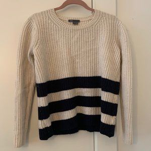 Vince Wool/Cashmere White Striped Sweater